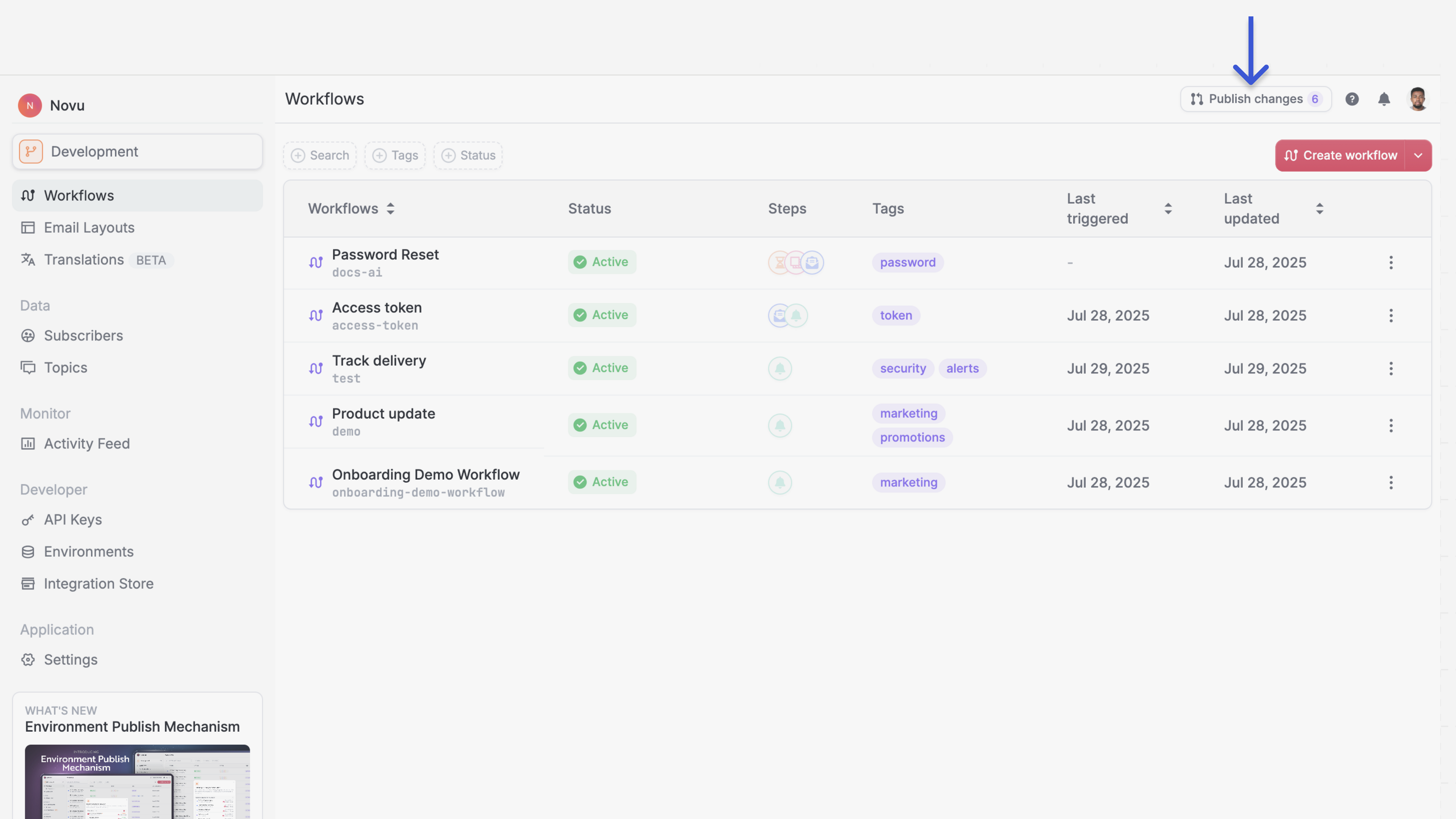 Publish changes